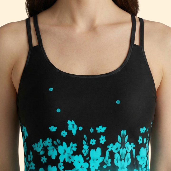 Women’s Floral Tankini with Adjustable Straps and Shorts