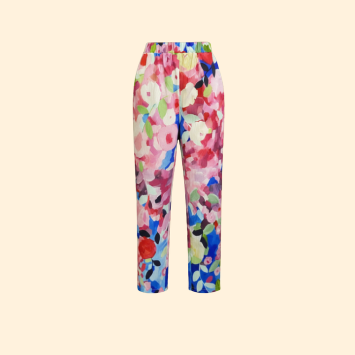 Women’s Floral Trousers with Elastic Waistband