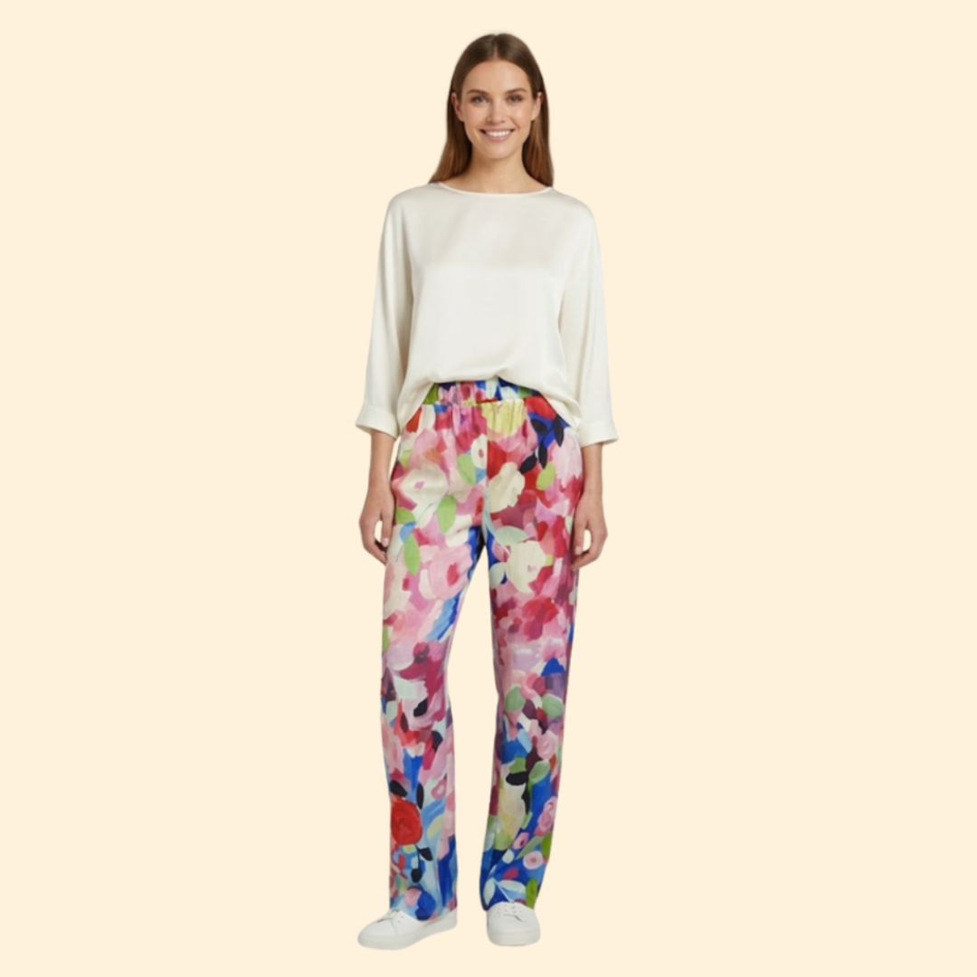 Women’s Floral Trousers with Elastic Waistband