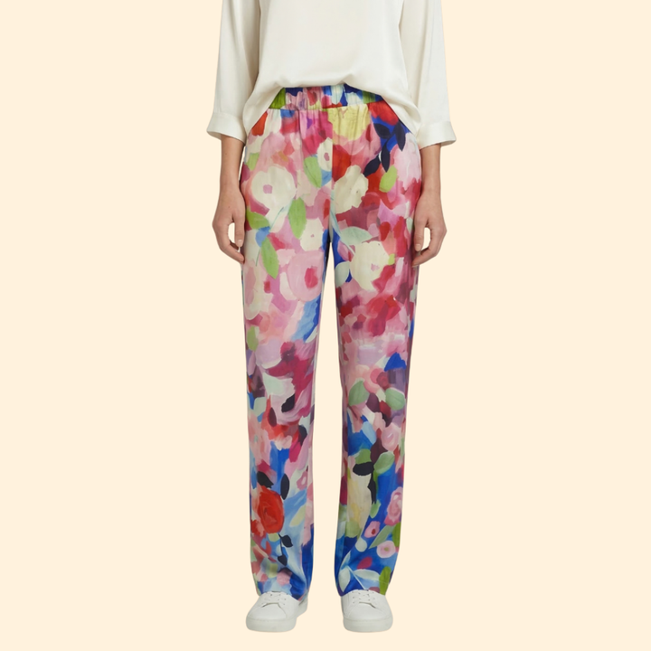 Women’s Floral Trousers with Elastic Waistband