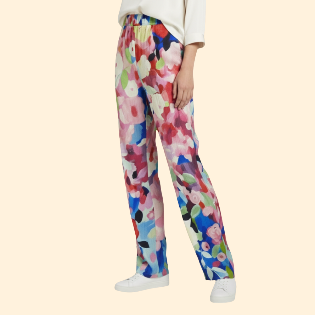Women’s Floral Trousers with Elastic Waistband