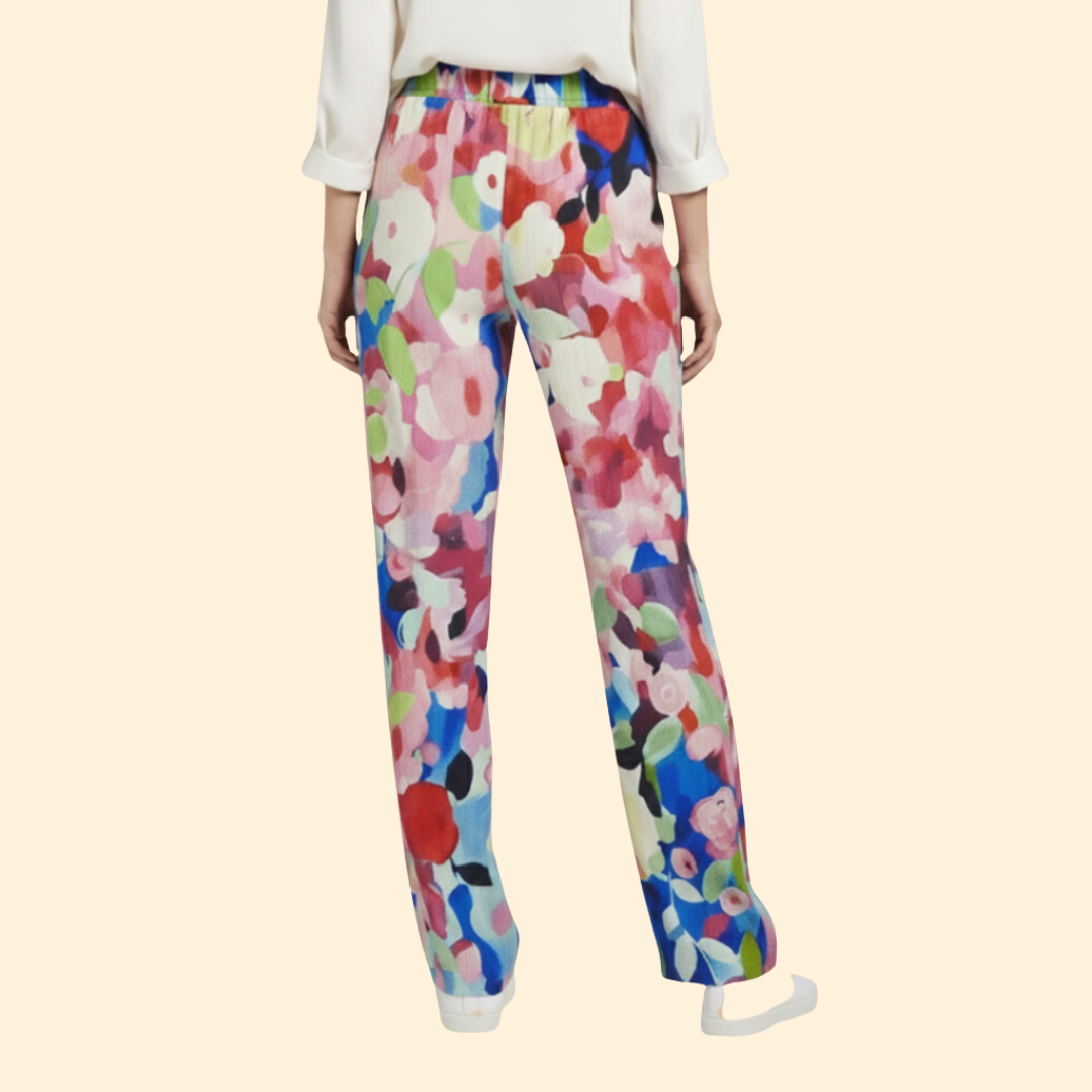 Women’s Floral Trousers with Elastic Waistband