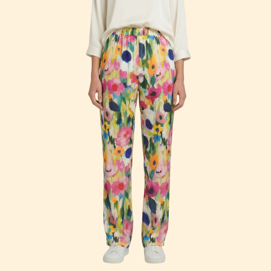 Women’s Floral Trousers with Elastic Waistband