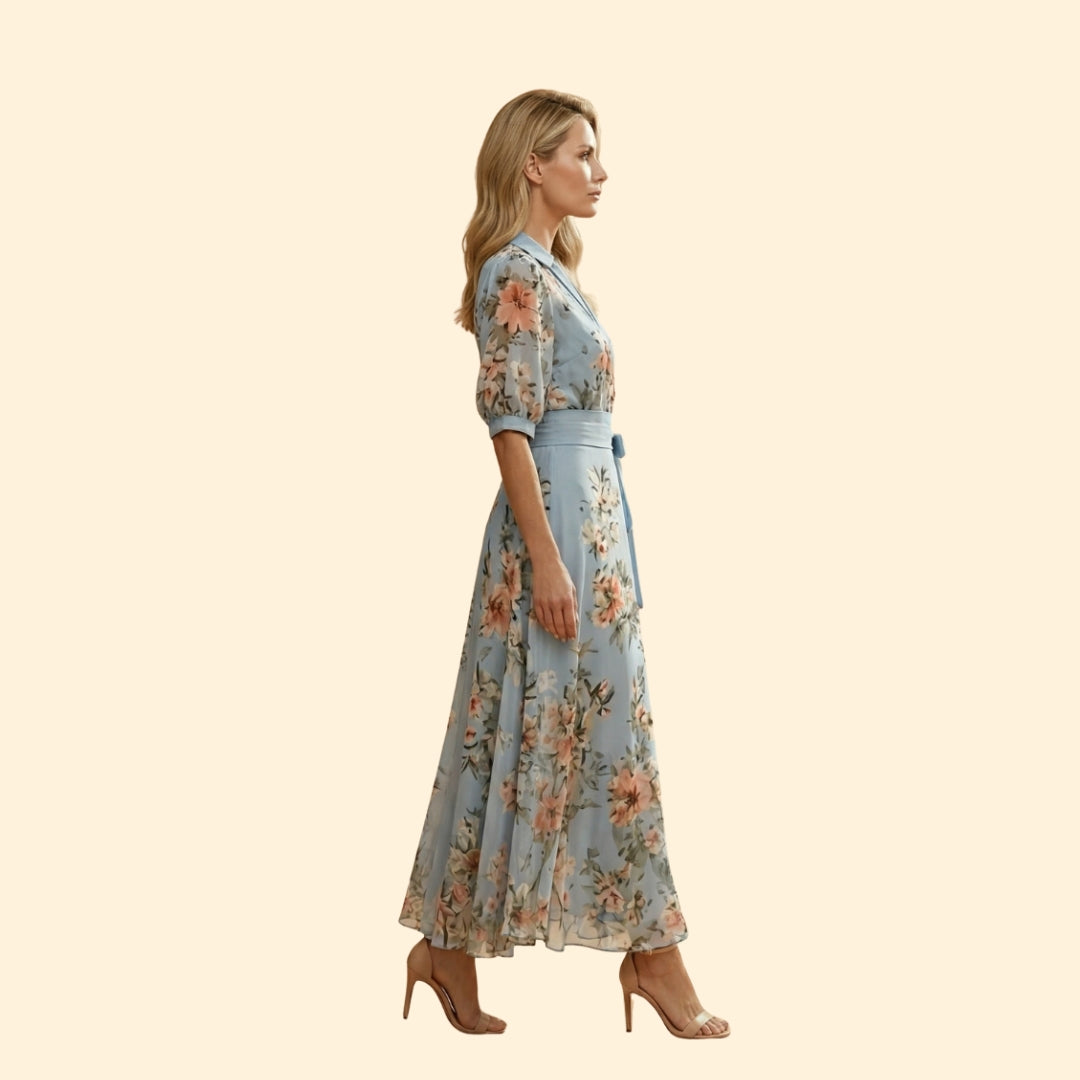 Women's Floral V-Neck Midi Dress