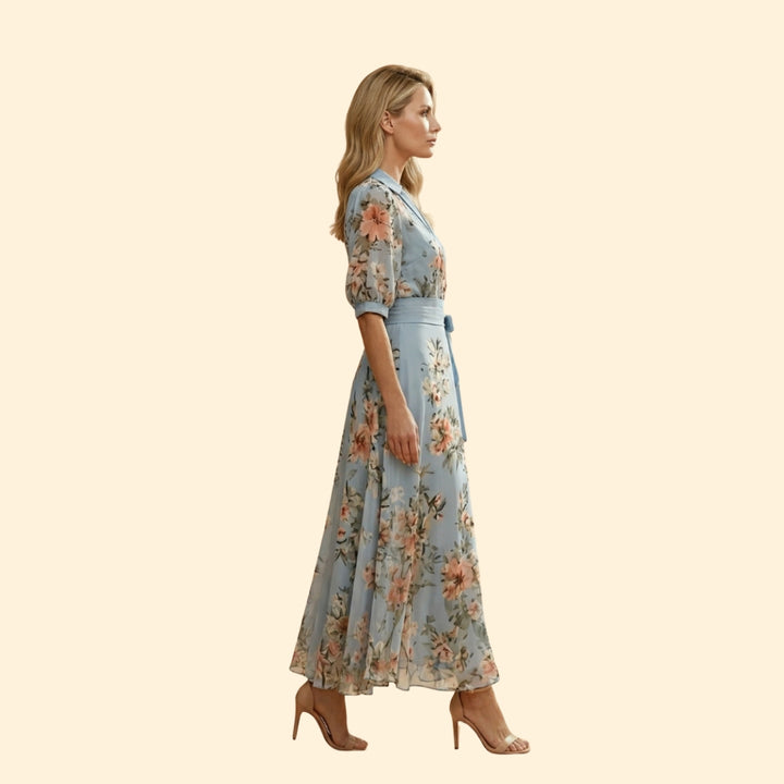 Women's Floral V-Neck Midi Dress