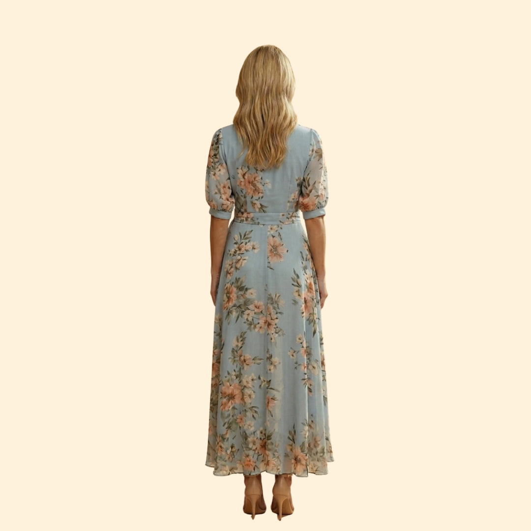 Women's Floral V-Neck Midi Dress