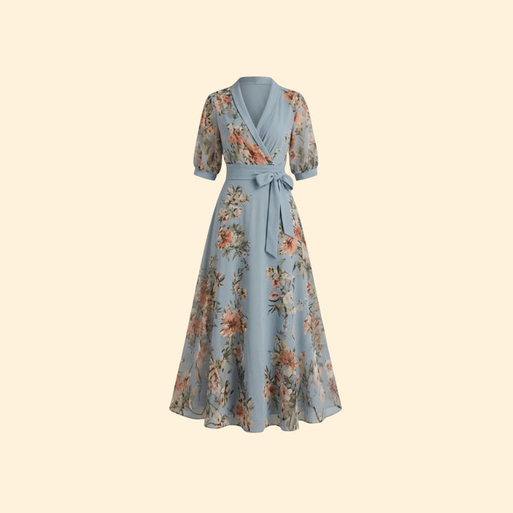Women's Floral V-Neck Midi Dress