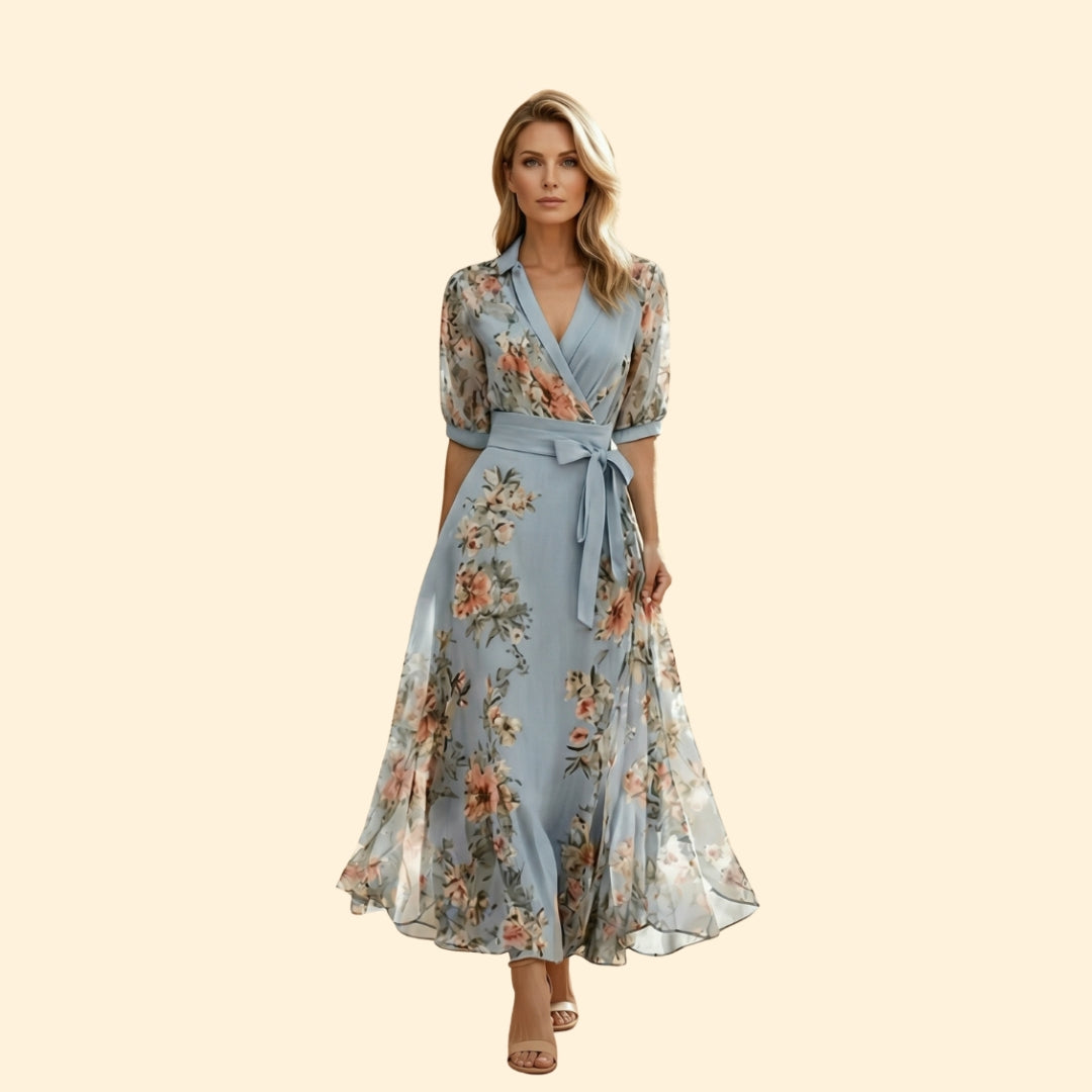 Women's Floral V-Neck Midi Dress
