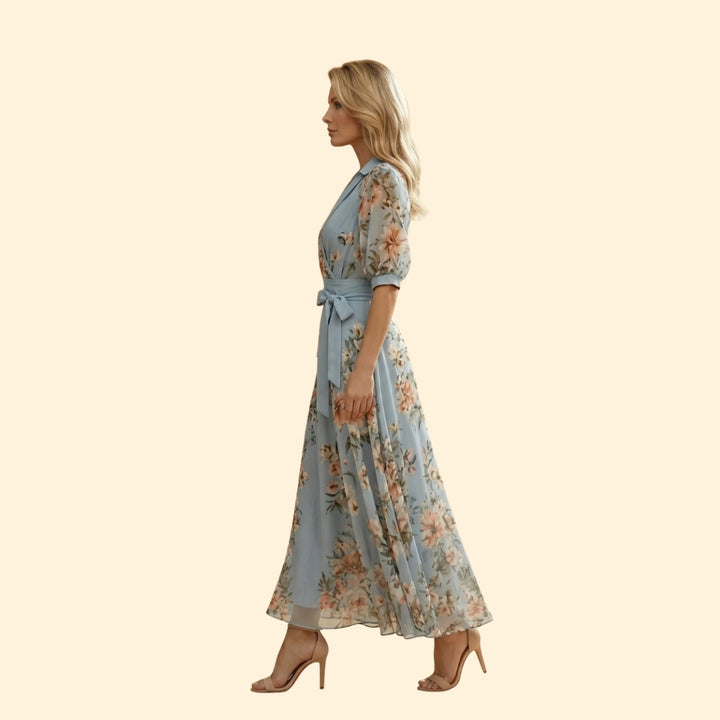 Women's Floral V-Neck Midi Dress