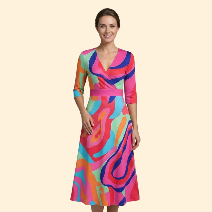 Women's Floral Wrap Dress with V-Neck