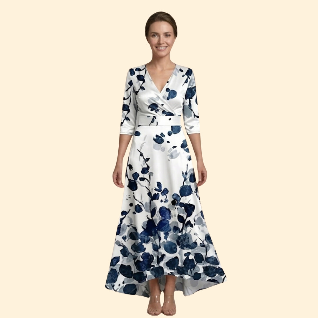 Women's Floral Wrap Dress with V-Neck