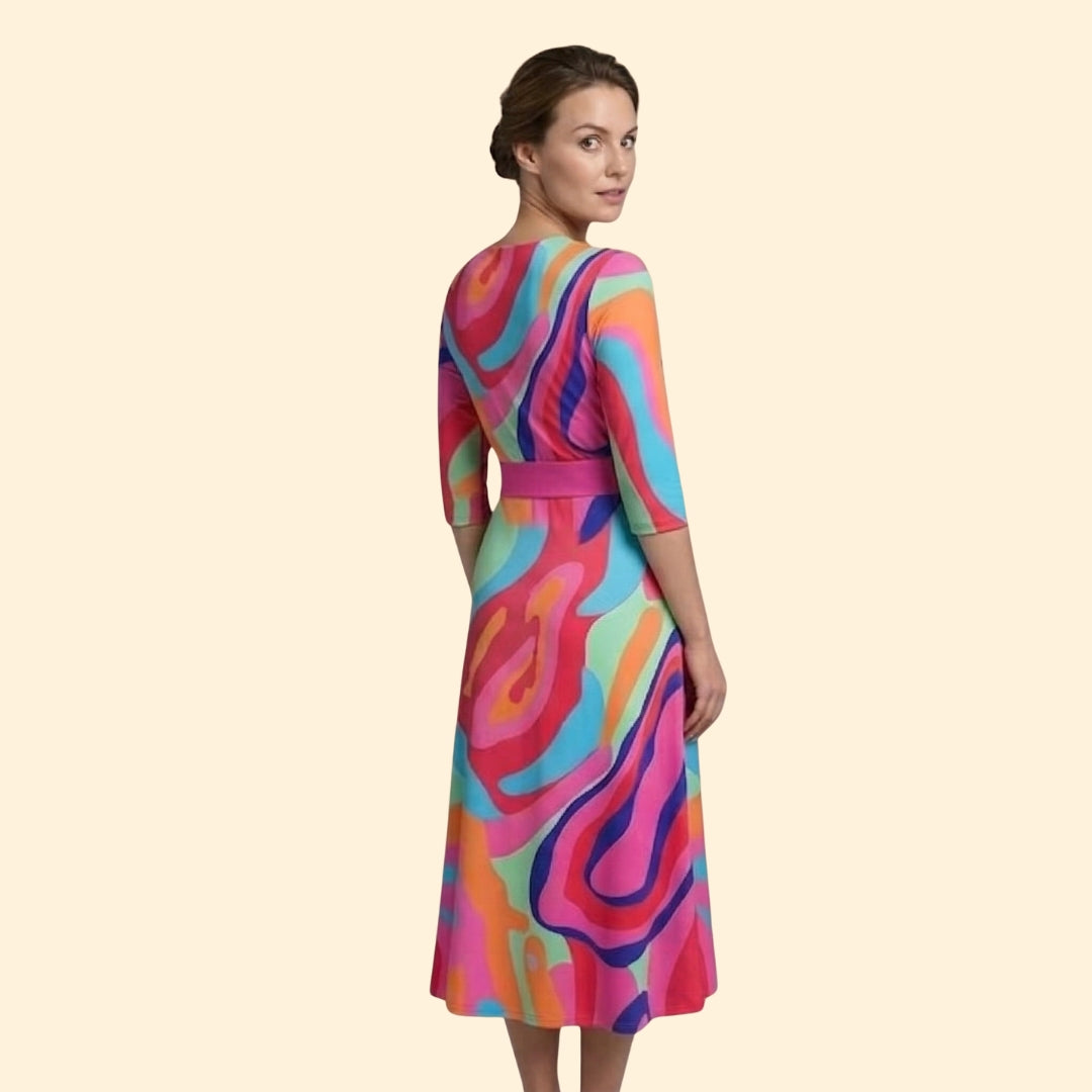 Women's Floral Wrap Dress with V-Neck
