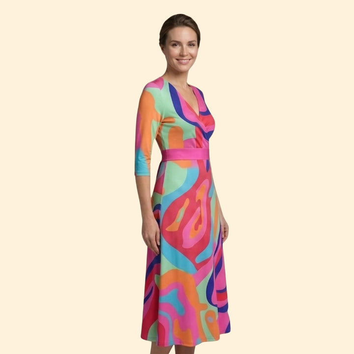 Women's Floral Wrap Dress with V-Neck
