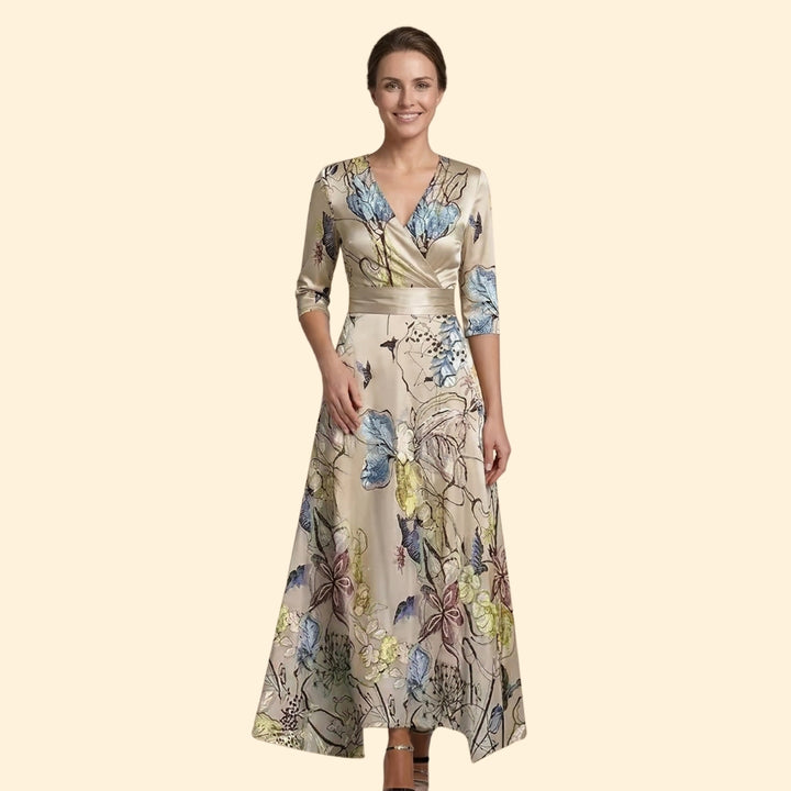 Women's Floral Wrap Dress with V-Neck