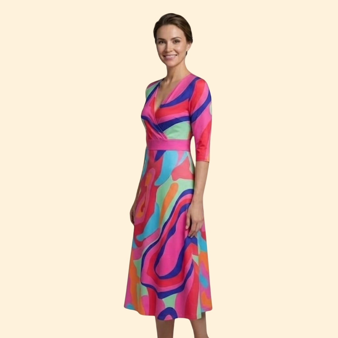 Women's Floral Wrap Dress with V-Neck