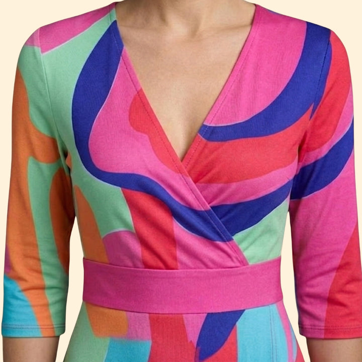 Women's Floral Wrap Dress with V-Neck