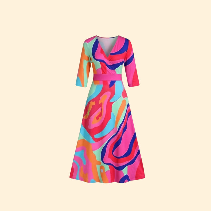 Women's Floral Wrap Dress with V-Neck