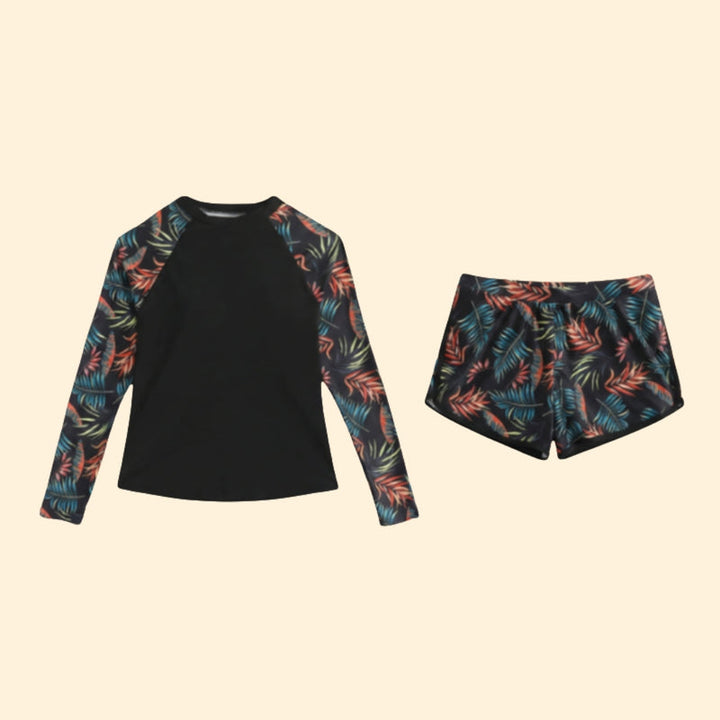 Women’s Full Sleeve Tankini with Printed Shorts Set