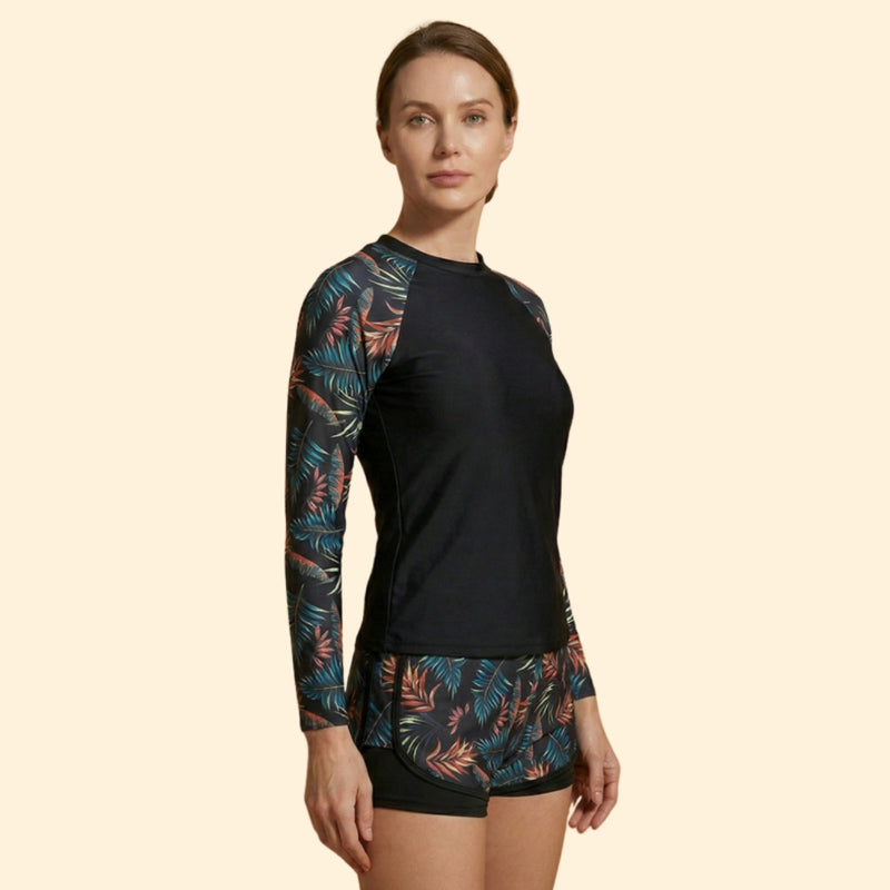 Women’s Full Sleeve Tankini with Printed Shorts Set