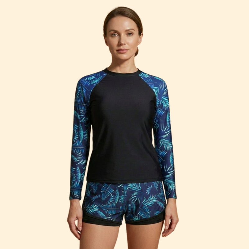 Women’s Full Sleeve Tankini with Printed Shorts Set