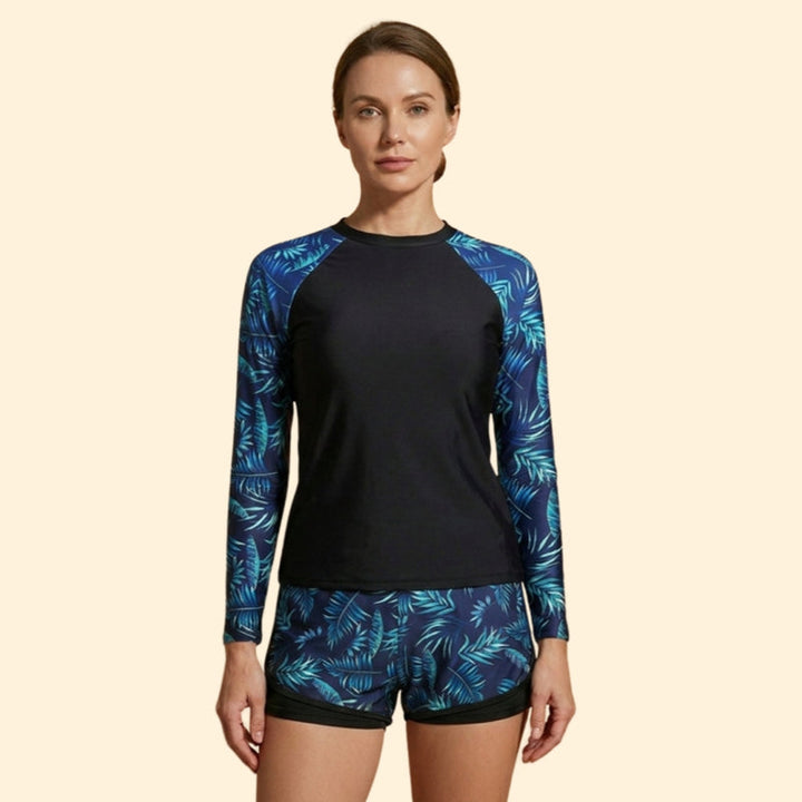 Women’s Full Sleeve Tankini with Printed Shorts Set