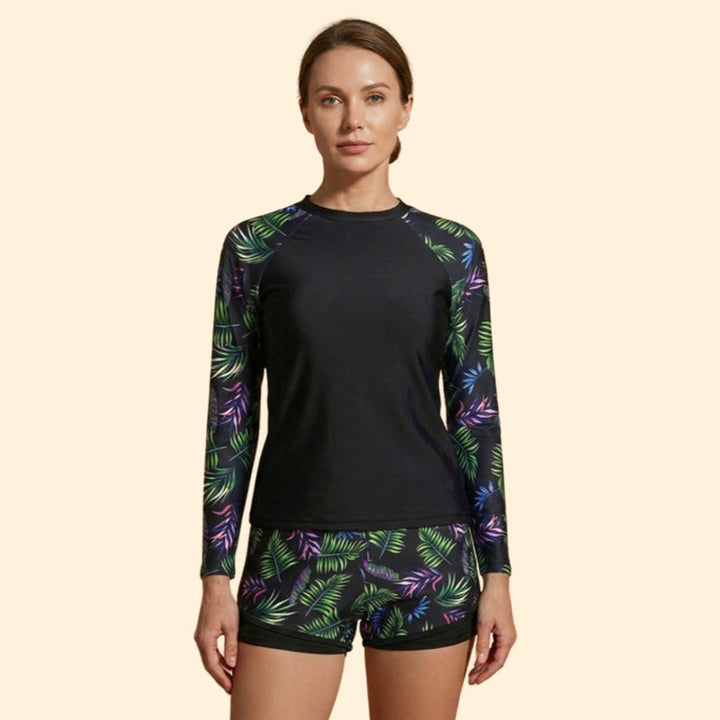 Women’s Full Sleeve Tankini with Printed Shorts Set