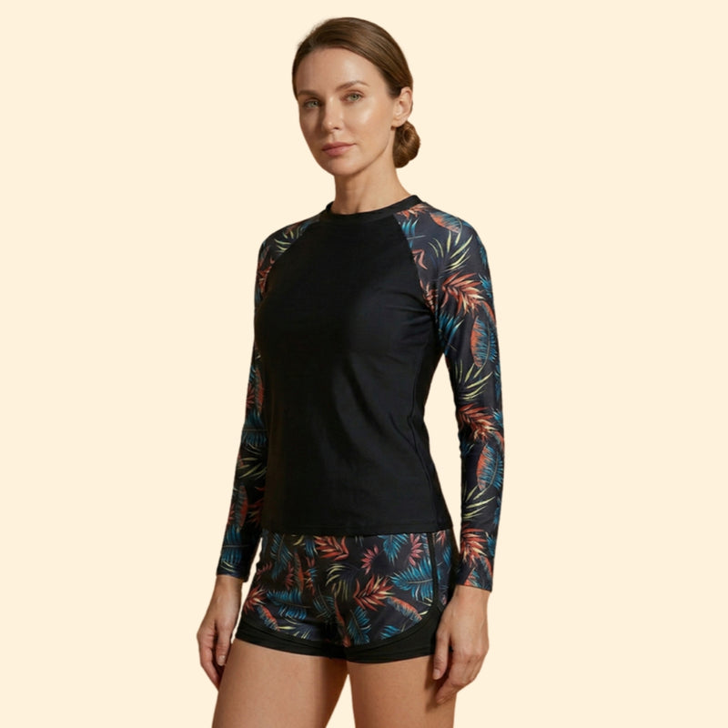 Women’s Full Sleeve Tankini with Printed Shorts Set