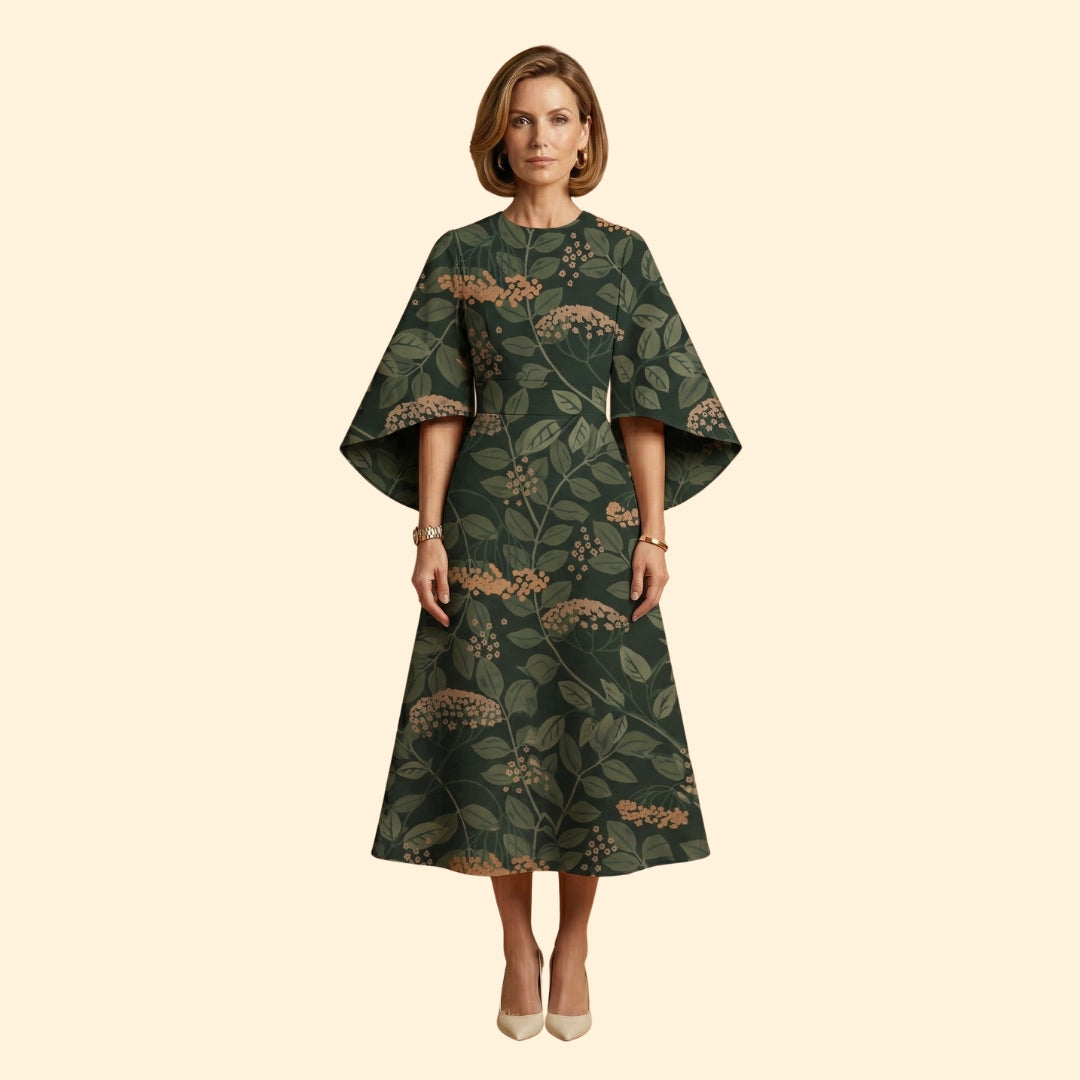 Women's Geometric Print Dress with Matching Belt