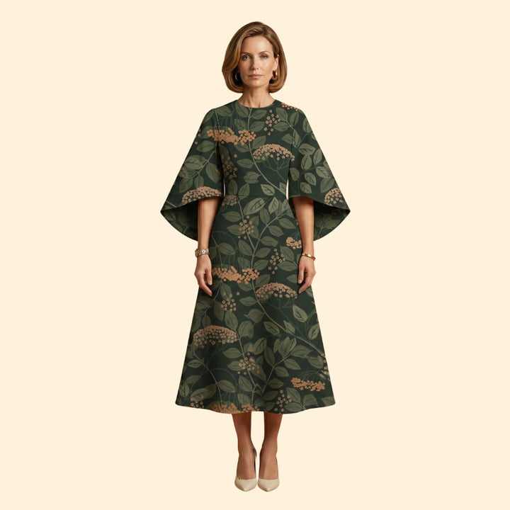Women's Geometric Print Dress with Matching Belt