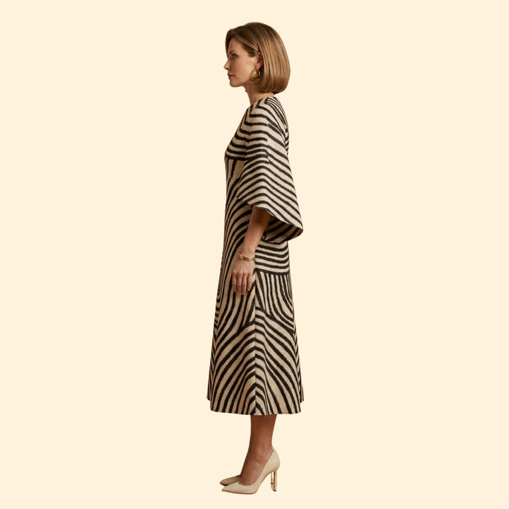 Women's Geometric Print Dress with Matching Belt
