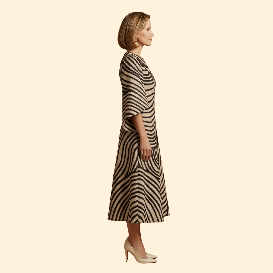Women's Geometric Print Dress with Matching Belt