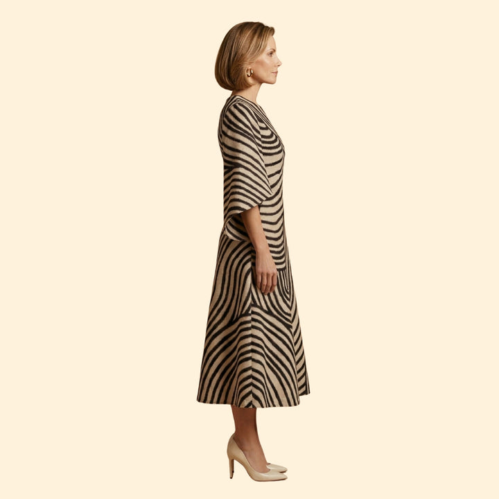 Women's Geometric Print Dress with Matching Belt
