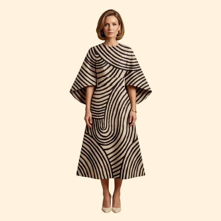 Women's Geometric Print Dress with Matching Belt