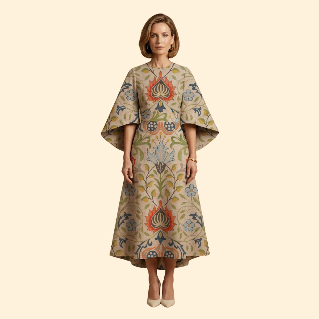 Women's Geometric Print Dress with Matching Belt