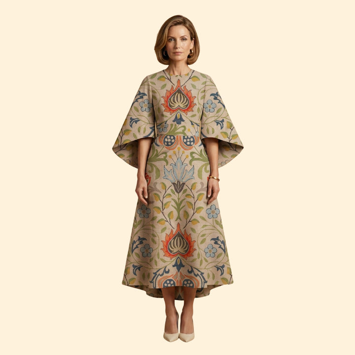 Women's Geometric Print Dress with Matching Belt