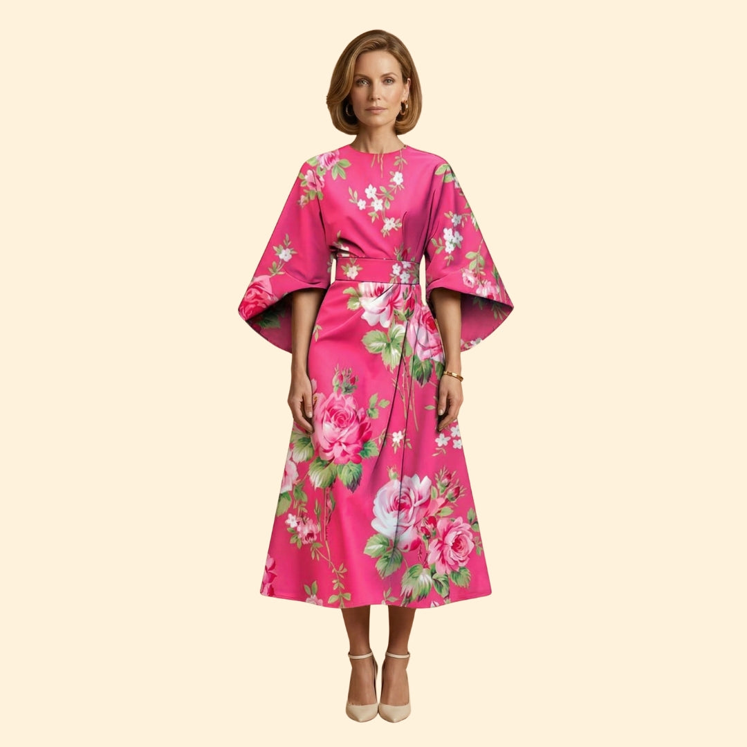 Women's Geometric Print Dress with Matching Belt