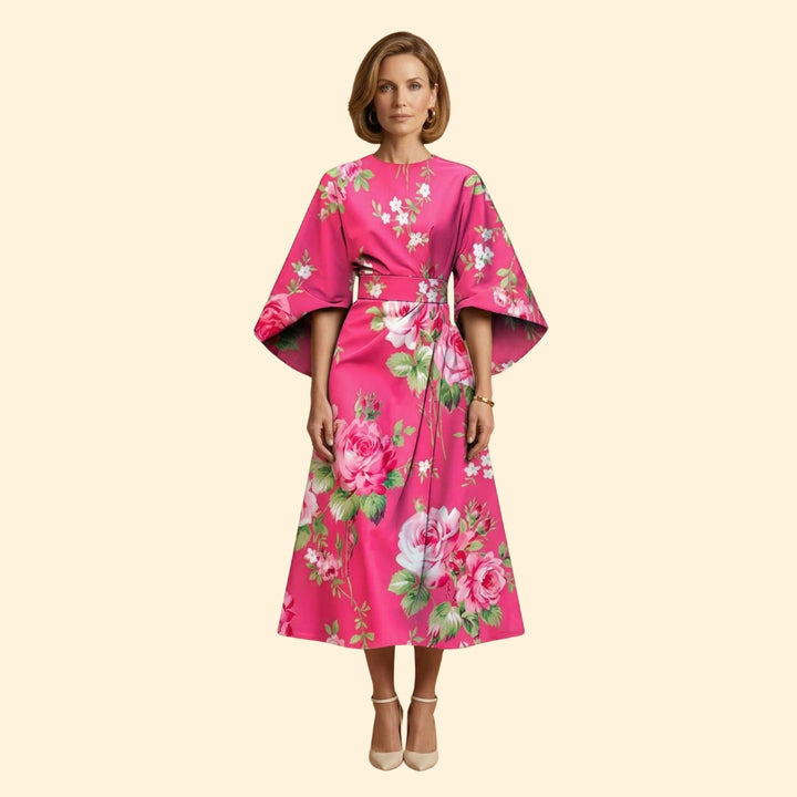 Women's Geometric Print Dress with Matching Belt