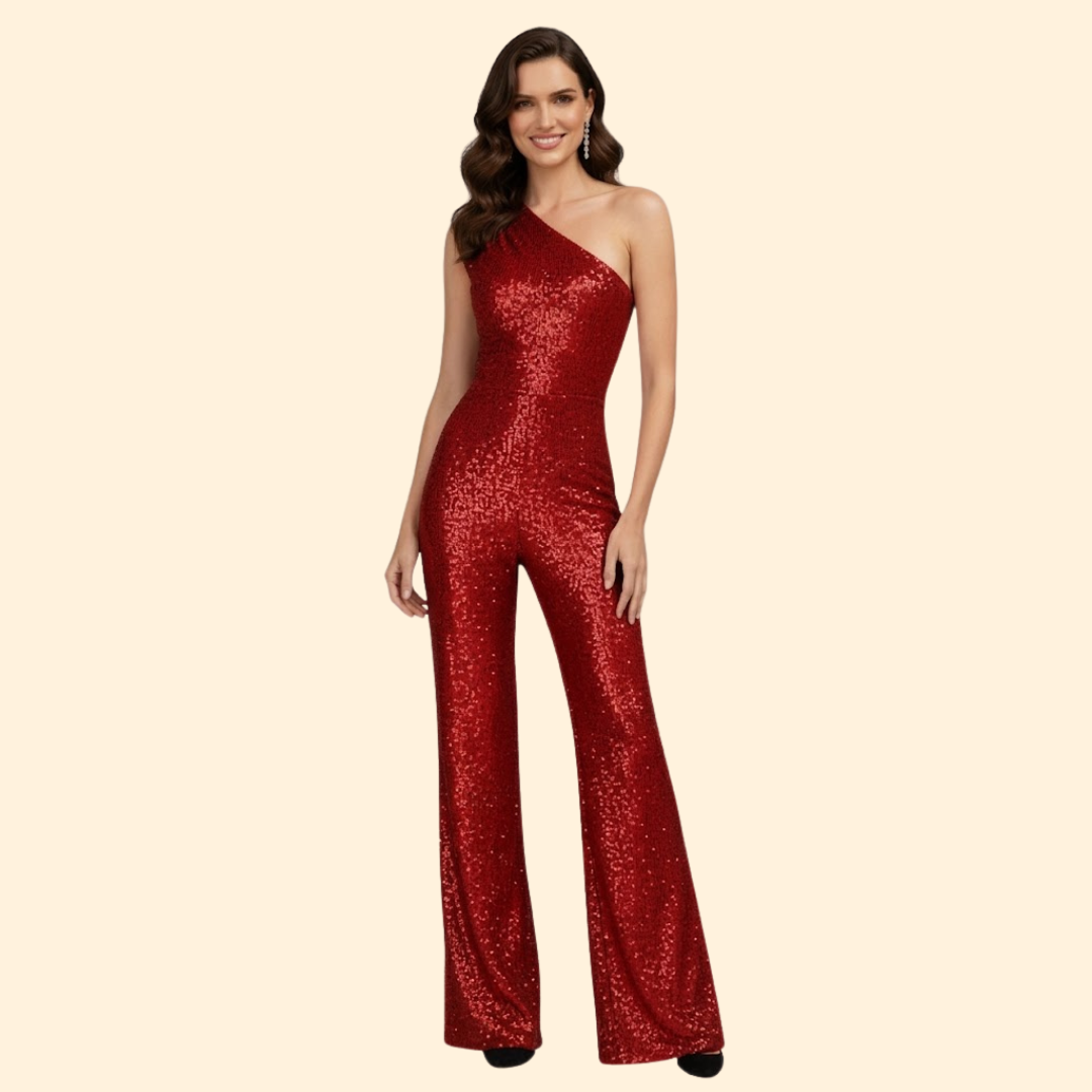 Women’s Glamorous Jumpsuit with One-Shoulder Design