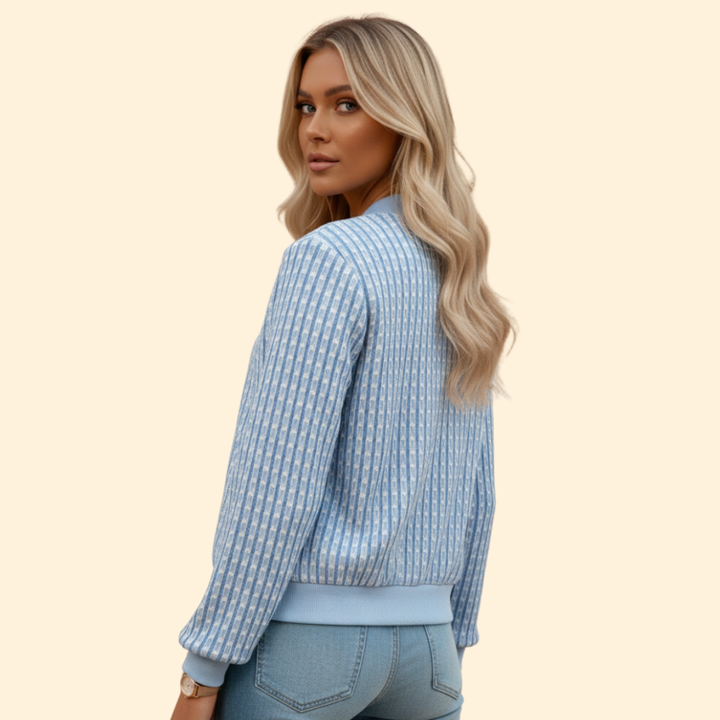Women’s Textured Bomber Jacket with Ribbed Trim