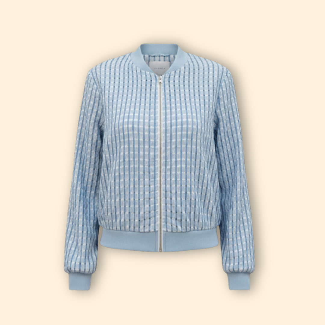 Women’s Textured Bomber Jacket with Ribbed Trim