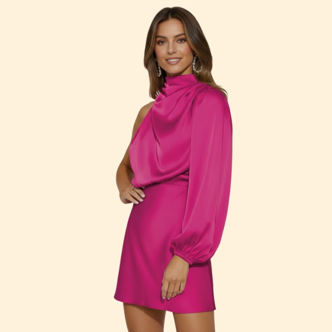 Women’s Halter Dress with One-Shoulder Design