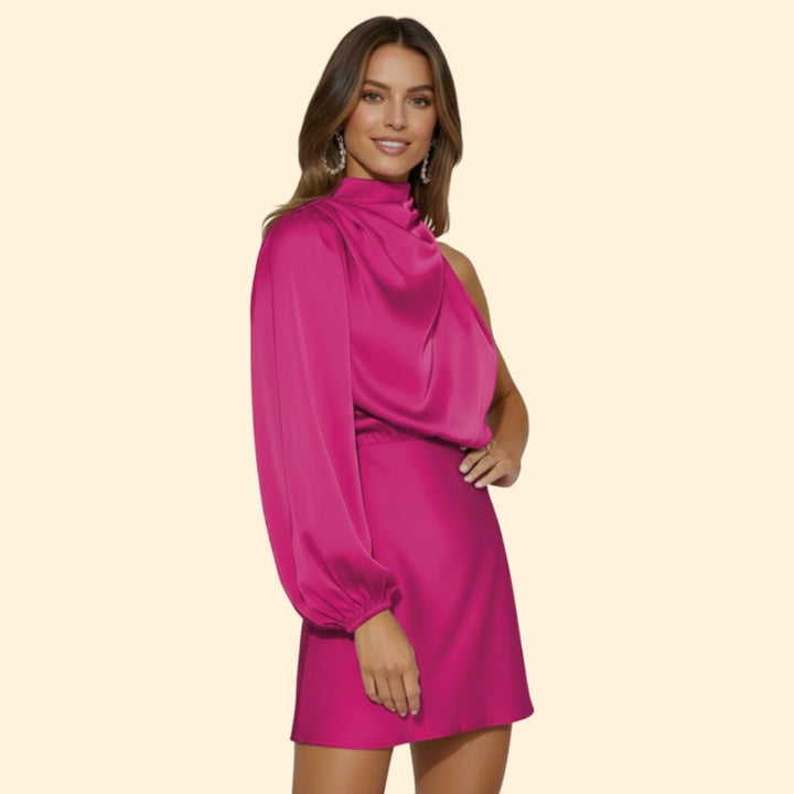 Women’s Halter Dress with One-Shoulder Design