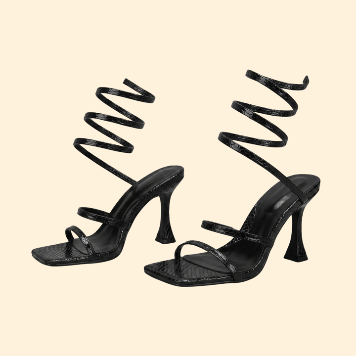 Women’s Heeled Sandals with Spiral Wrap