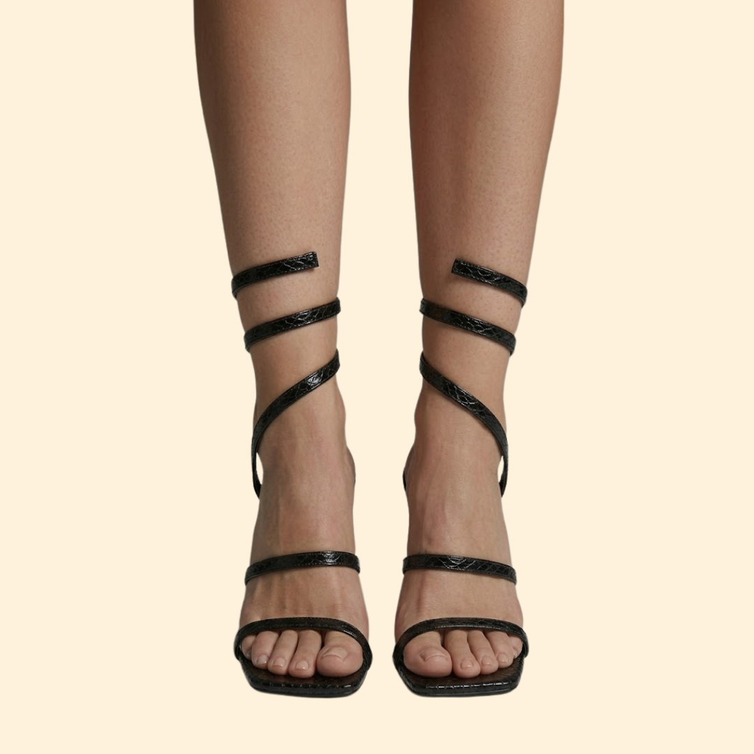 Women’s Heeled Sandals with Spiral Wrap