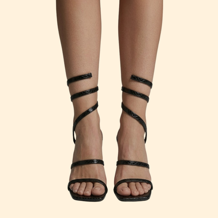 Women’s Heeled Sandals with Spiral Wrap