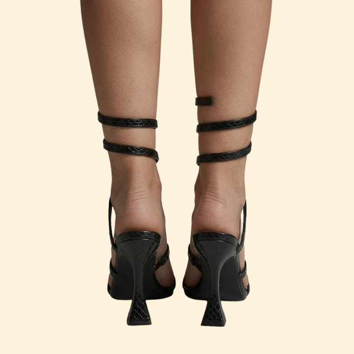 Women’s Heeled Sandals with Spiral Wrap