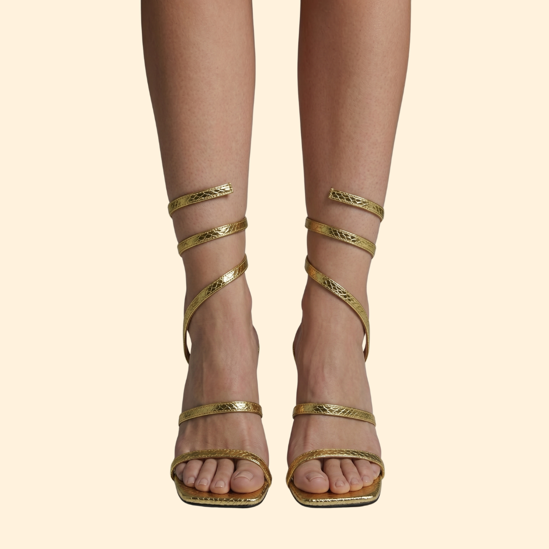 Women’s Heeled Sandals with Spiral Wrap
