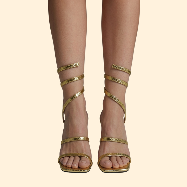 Women’s Heeled Sandals with Spiral Wrap
