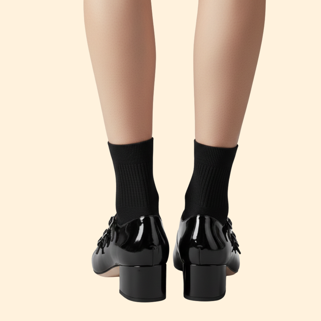 Women’s Heeled Shoe with Triple Buckle Straps