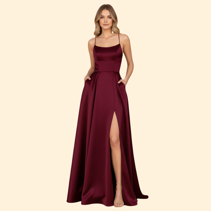 Women's Evening Gown High Slit Formal Wedding Guest Dress